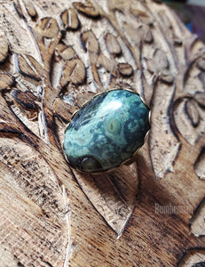 Green Ocean Jasper Oval Ring