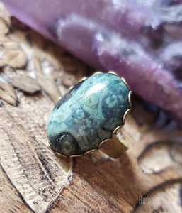 Green Ocean Jasper Oval Ring