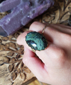 Green Ocean Jasper Oval Ring