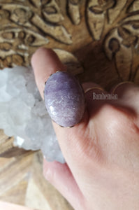 Vintage Scallop Lepidolite Oval Ring