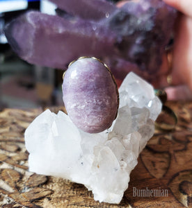 Vintage Scallop Lepidolite Oval Ring