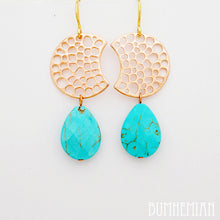 Load image into Gallery viewer, Rose gold Crescent + Turquoise Howlite