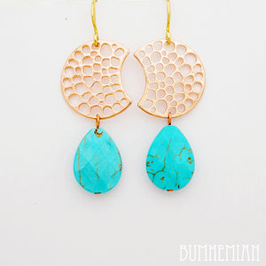 Rose gold Crescent + Turquoise Howlite