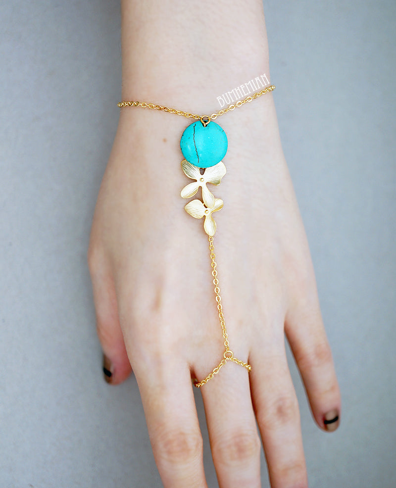 Blue Howlite + Orchids