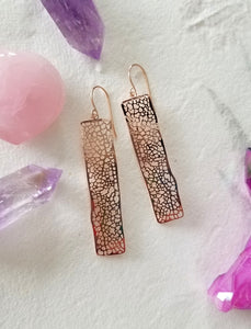 Rose Gold Chandelier Mesh Bar Earrings