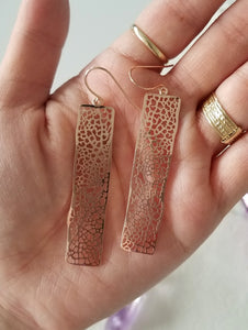 Rose Gold Chandelier Mesh Bar Earrings