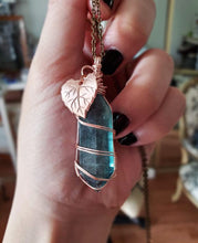 Load image into Gallery viewer, Teal Rainbow Fluorite + Rose gold Finishes