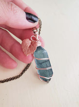 Load image into Gallery viewer, Teal Rainbow Fluorite + Rose gold Finishes