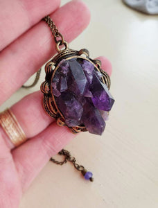 Amethyst Cluster + Vintage Brass Rolo