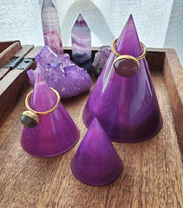 Purple Shimmer Ring Stand, Ring Cone