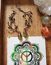 Load image into Gallery viewer, Vintage Rose gold branch + Moss Agate, One of a kind earrings + FREE STICKER INCLUDED