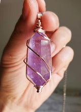 Load image into Gallery viewer, Double Terminated AMETHYST Rose gold finishes + Gunmetal Chain + FREE STICKER INCLUDED