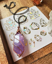 Load image into Gallery viewer, Double Terminated AMETHYST Rose gold finishes + Gunmetal Chain + FREE STICKER INCLUDED