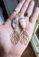 Load image into Gallery viewer, Pink Australian Opal Wirewrapped Leaf Lever Backs - Earrings