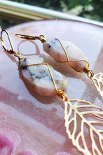 Load image into Gallery viewer, Pink Australian Opal Wirewrapped Leaf Lever Backs - Earrings