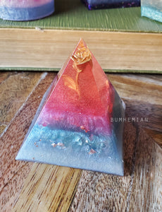 ROSE Orgonite Pyramid Reiki Resin Crystal Paper Weight Ring Cone