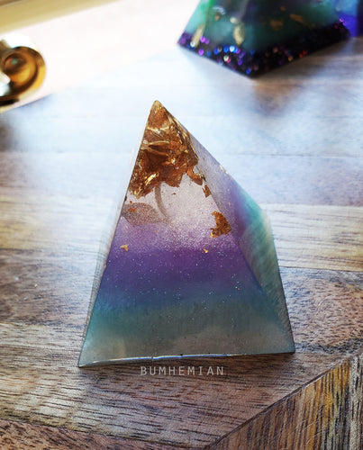 ROSE Foiled Orgonite Pyramid Reiki Resin Crystal Paper Weight Ring Cone