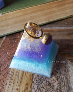 ROSE Foiled Orgonite Pyramid Reiki Resin Crystal Paper Weight Ring Cone