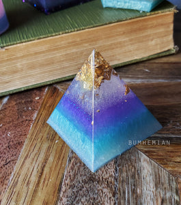 ROSE Foiled Orgonite Pyramid Reiki Resin Crystal Paper Weight Ring Cone