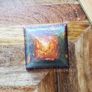 Rose Gold AMAZONITE Purple Glitter Orgonite Pyramid Reiki Resin Crystal Paper Weight Ring Cone