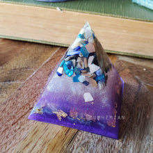 Load image into Gallery viewer, MERMAID Seashell Mother of Pearl Orgonite Pyramid Reiki Resin Crystal Paper Weight Ring Cone