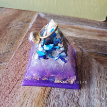 Load image into Gallery viewer, MERMAID Seashell Mother of Pearl Orgonite Pyramid Reiki Resin Crystal Paper Weight Ring Cone