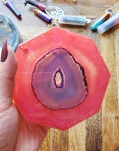 Load image into Gallery viewer, Rose Quartz Gold Foiled Purple Lace Agate Slice Crystal Shaped Ashtray Trinket Tray