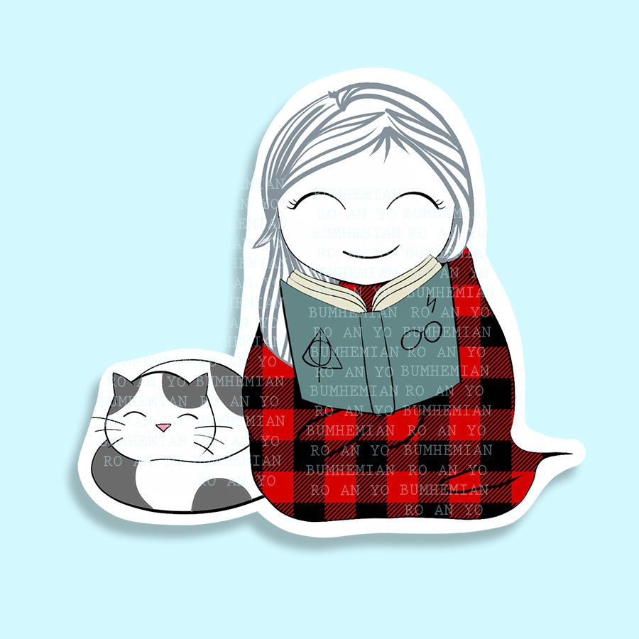 Kawaii Planner Girl COZY READING - Sticker - Digital Download