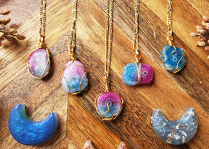 Rainbow Solar Quartz Druzy Slice on Figaro Chain Boho Necklaces