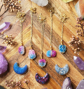 Rainbow Solar Quartz Druzy Slice on Figaro Chain Boho Necklaces