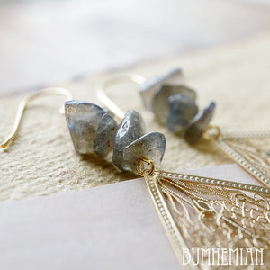 Gypsy Chandelier Filigree + Labradorite Chips - Earrings