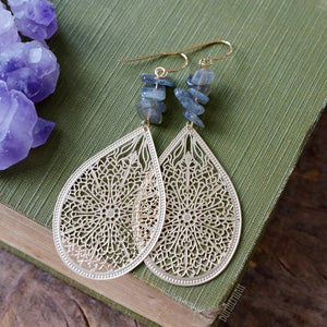 Gypsy Chandelier Filigree + Labradorite Chips - Earrings